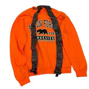 Orange Pigeon Forge Tennessee sweatshirt w/ realtree camo suspenders!